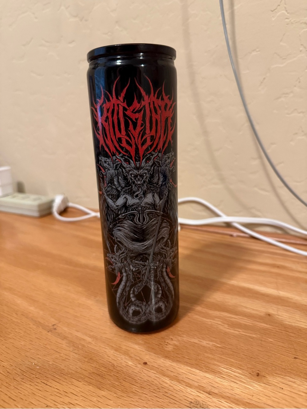 BNWT Killstar goth Black Candle with Red and Silver Graphic Art